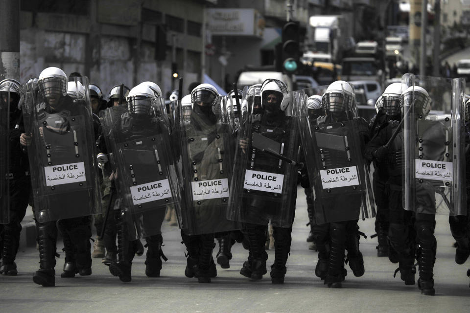 Police stand guard