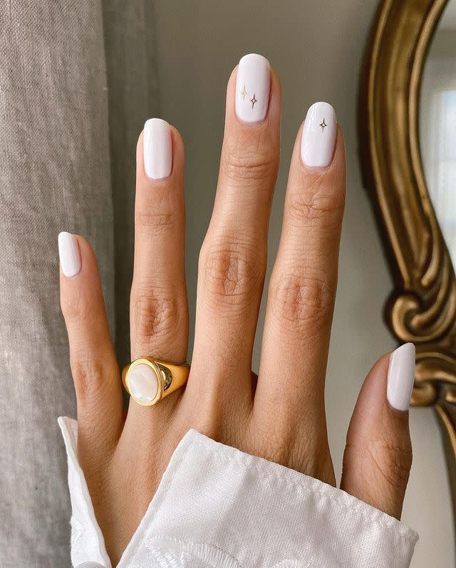 2) All White With Accent Nails