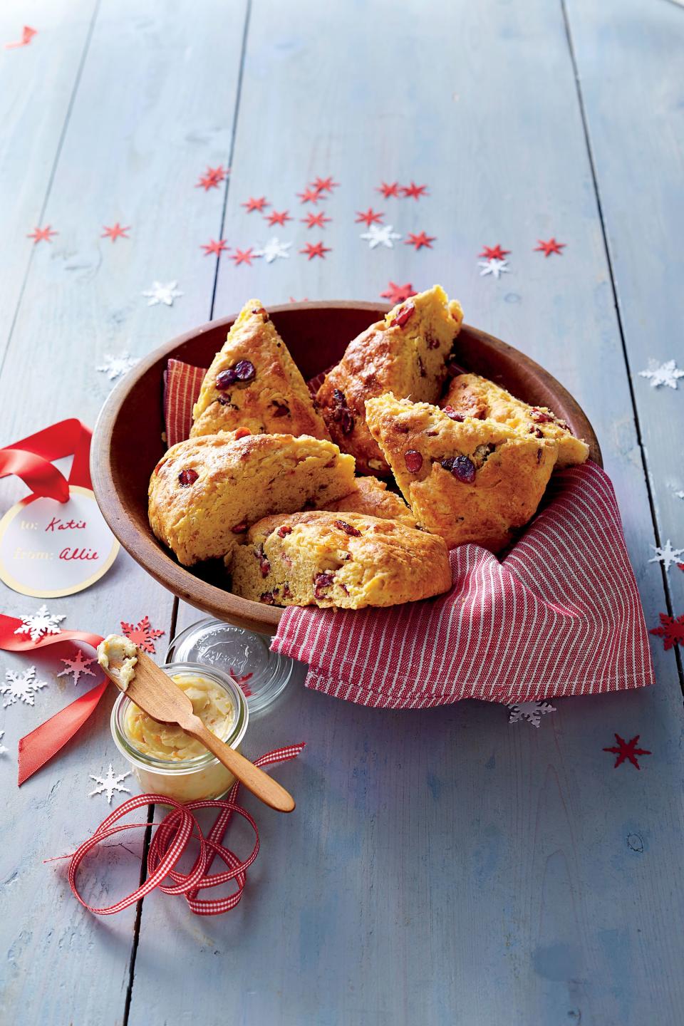 Sweet Potato-Cranberry Scones with Molasses-Orange Butter