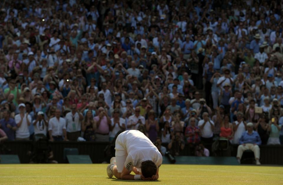 Andy Murray celebrates his landmark first Wimbledon title in 2013 (Adam Davy/PA) (PA Archive)