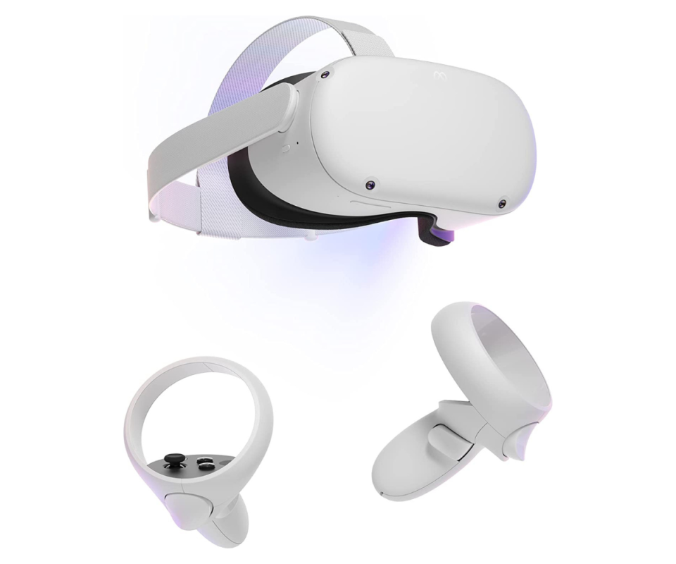 Meta Quest 2 headset with hand accessories