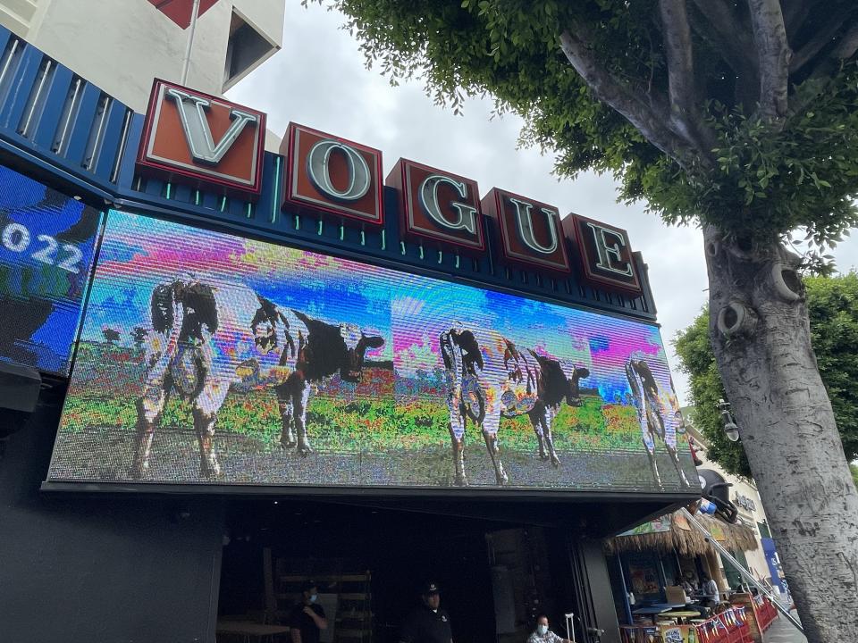 Marquee for “The Pink Floyd Exhibition: Their Mortal Remains” at the Vogue Museum in Hollywood - Credit: Chris Willman/Variety