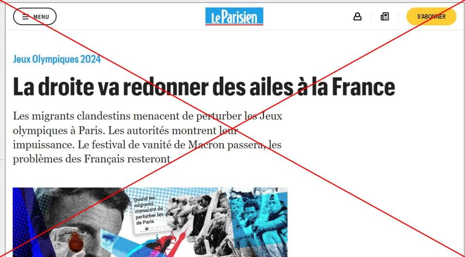 <span>Capture d'écran d'un faux article du journal Le Parisien </span>