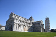 La Piazza Dei Miracoli con la torre de Pisa (Italia) al fondo, desierta el 2 de abril. (Foto: Carlo Bressan / Anadolu Agency / Getty Images).