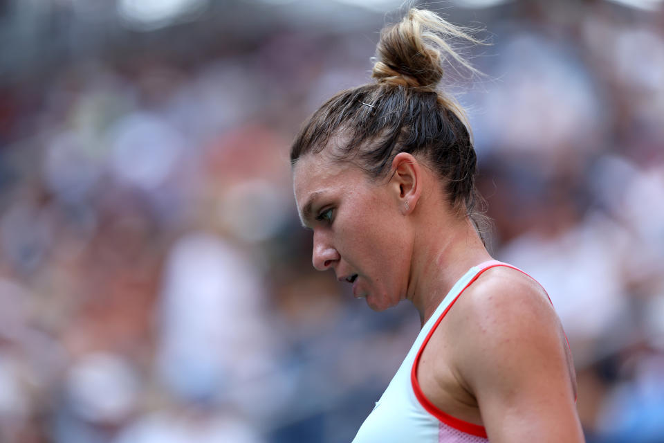 Simona Halep on court at the US Open.