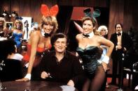 <p><em>Laverne & Shirley</em>, “The Playboy Show,” from Season 8, with Penny Marshall, Hugh Hefner, and Carrie Fisher.<br> (Photo: Everett Collection)</p>
