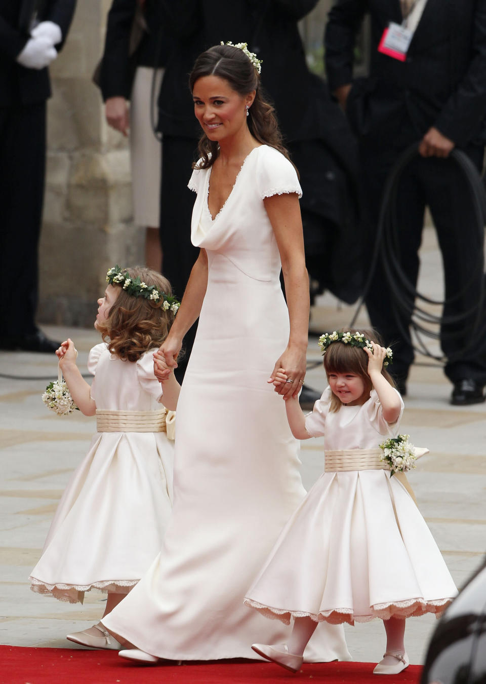 Middleton serves as maid of honor during her sister Kate's wedding to Prince William at Westminster Abbey on April 29, 2011.