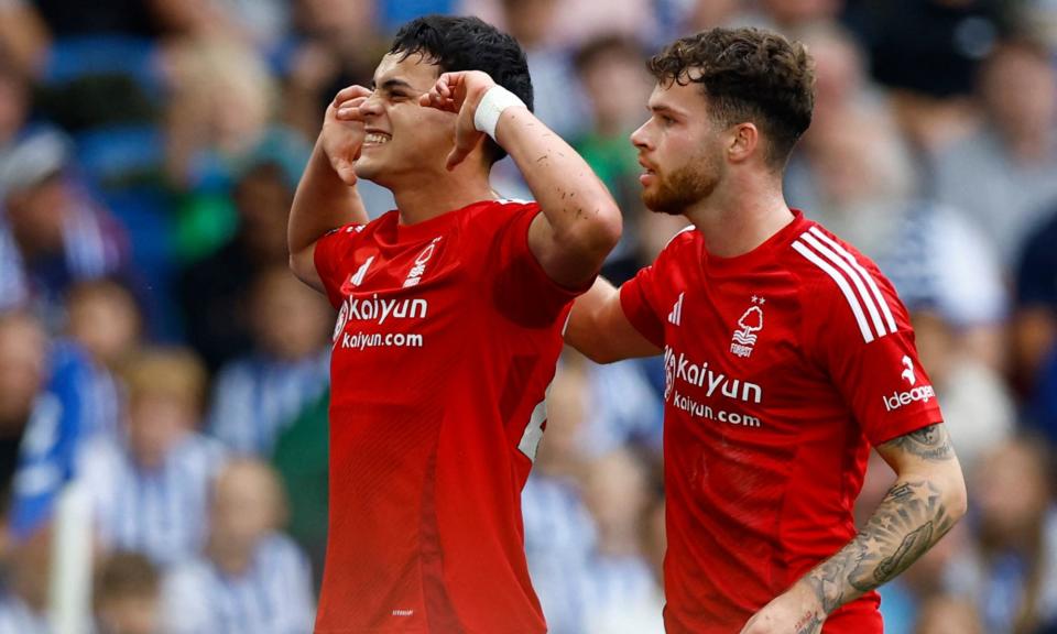 <span>Ramón Sosa (left) celebrates his 70th-minute equaliser with Neco Williams</span><span>Photograph: Peter Cziborra/Action Images/Reuters</span>