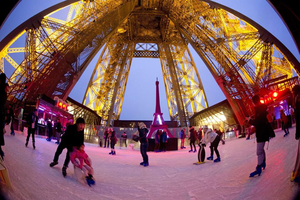 PARIS'S EIFFEL TOWER ICE RINK