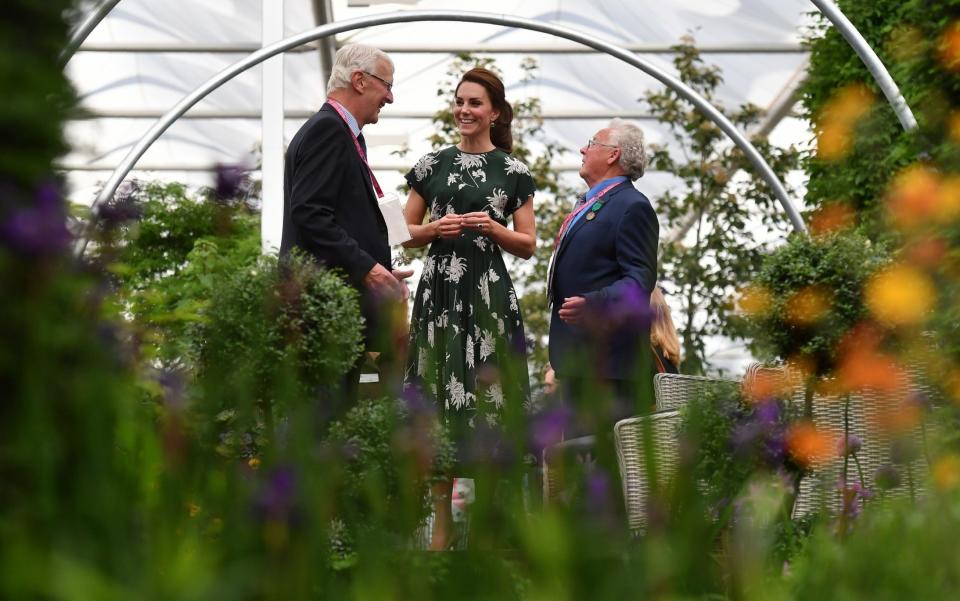 The Duchess of Cambridge talks with exhibitors at the RHS Chelsea Flower Show - Credit: WPA Pool