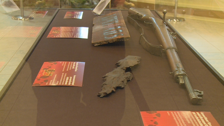 Ballistic flower vase, shrapnel-pierced rifle among Vimy artifacts in N.B. exhibit