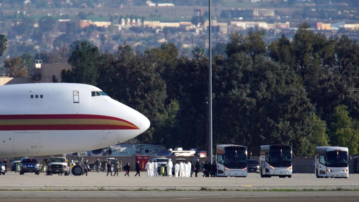 wuhan coronavirus evacuees california plane