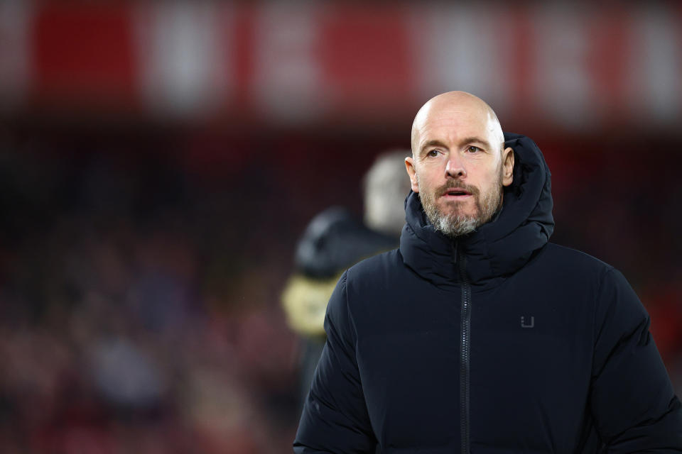 NOTTINGHAM, ENGLAND - DECEMBER 30: Manchester United Manager Erik ten Hag during the Premier League match between Nottingham Forest and Manchester United at City Ground on December 30, 2023 in Nottingham, England. (Photo by Ryan Jenkinson/MB Media/Getty Images)