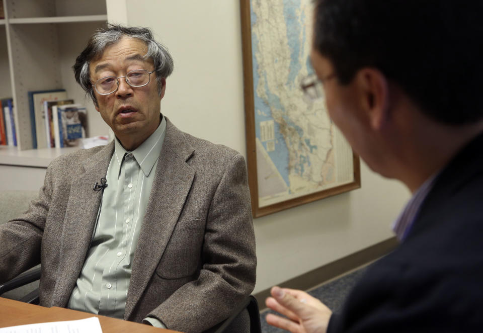 Dorian S. Nakamoto listens during an interview with the Associated Press, Thursday, March 6, 2014 in Los Angeles. Nakamoto, the man that Newsweek claims is the founder of Bitcoin, denies he had anything to do with it and says he had never even heard of the digital currency until his son told him he had been contacted by a reporter three weeks ago. (AP Photo/Nick Ut)