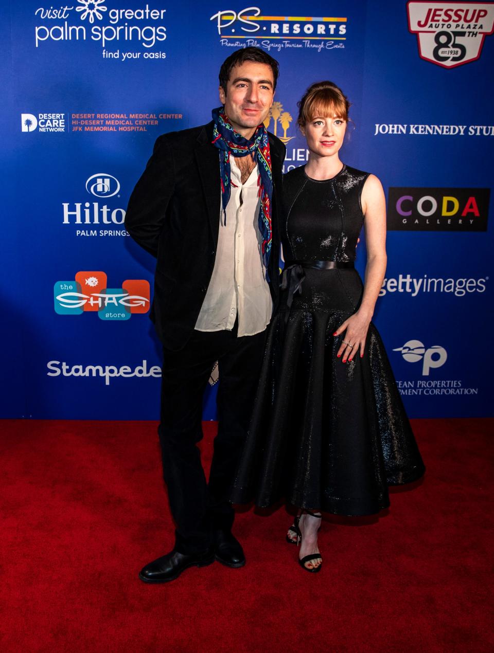 Director Ilker Catak and actress Leonie Benesch of "The Teacher's Lounge" pose together on the red carpet for opening night of the Palm Springs International Film Festival at the Richards Center for the Arts at Palm Springs High School in Palm Springs, Calif., Friday, Jan. 5, 2024.