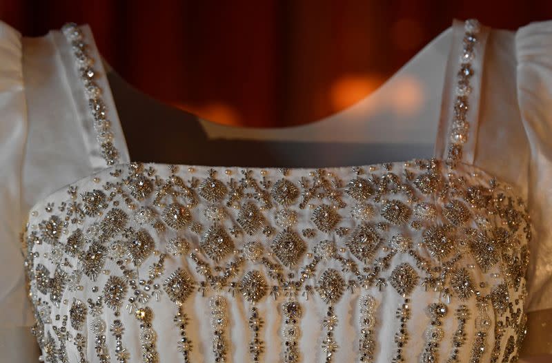 Wedding dress worn by Princess Beatrice of York, which was originally worn by Britain's Queen Elizabeth in the 1960s, ahead of it going on public display at Windsor Castle, Windsor, Britain