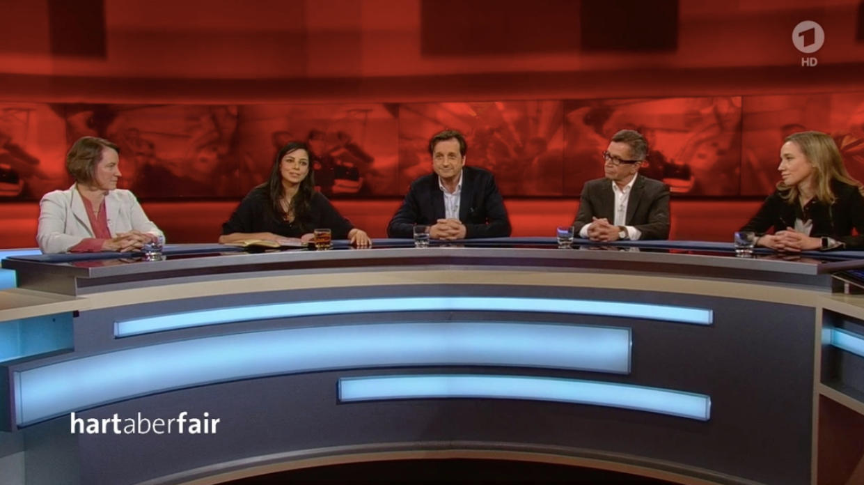 Diskutierten über Gleichberechtigung (von links): Henrike von Platen, Collien Ulmen-Fernandes, Stephan Grünewald, Rainer Hank und Kristina Schröder. (Bild: Screenshot ARD)