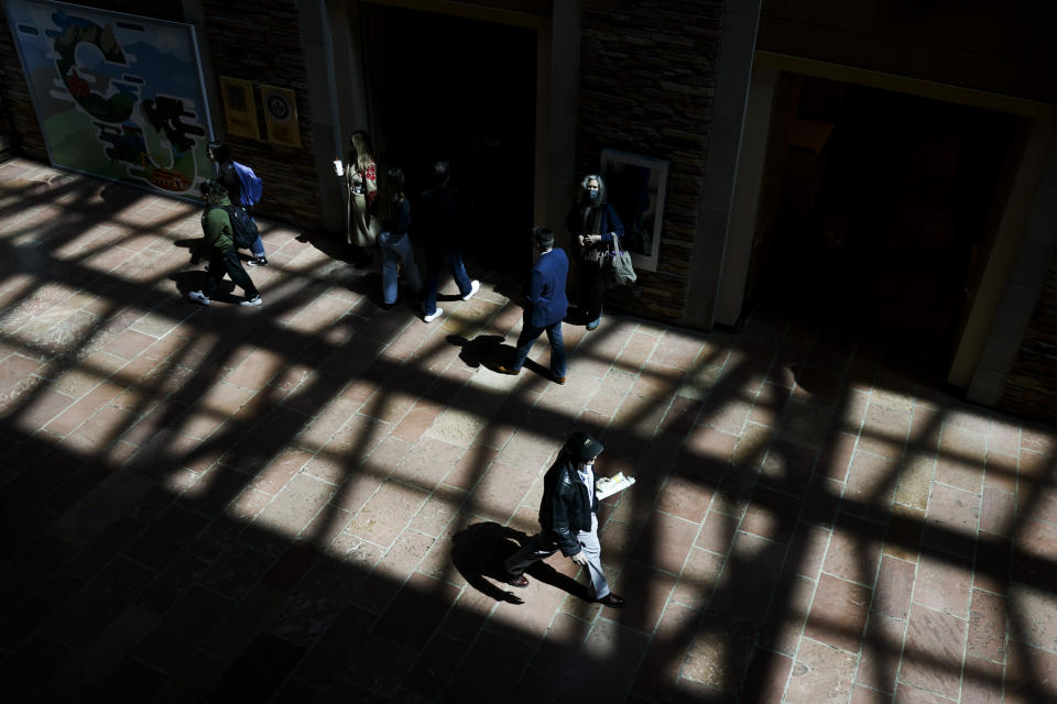 People walk through the University Memorial Center at University of Colorado (Michael Ciaglo for NBC News)