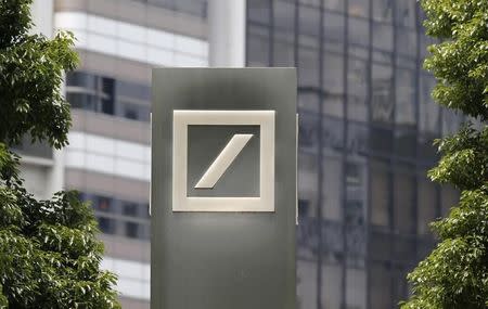 A logo of Deutsche Bank AG is seen in Tokyo July 16, 2014. REUTERS/Toru Hanai