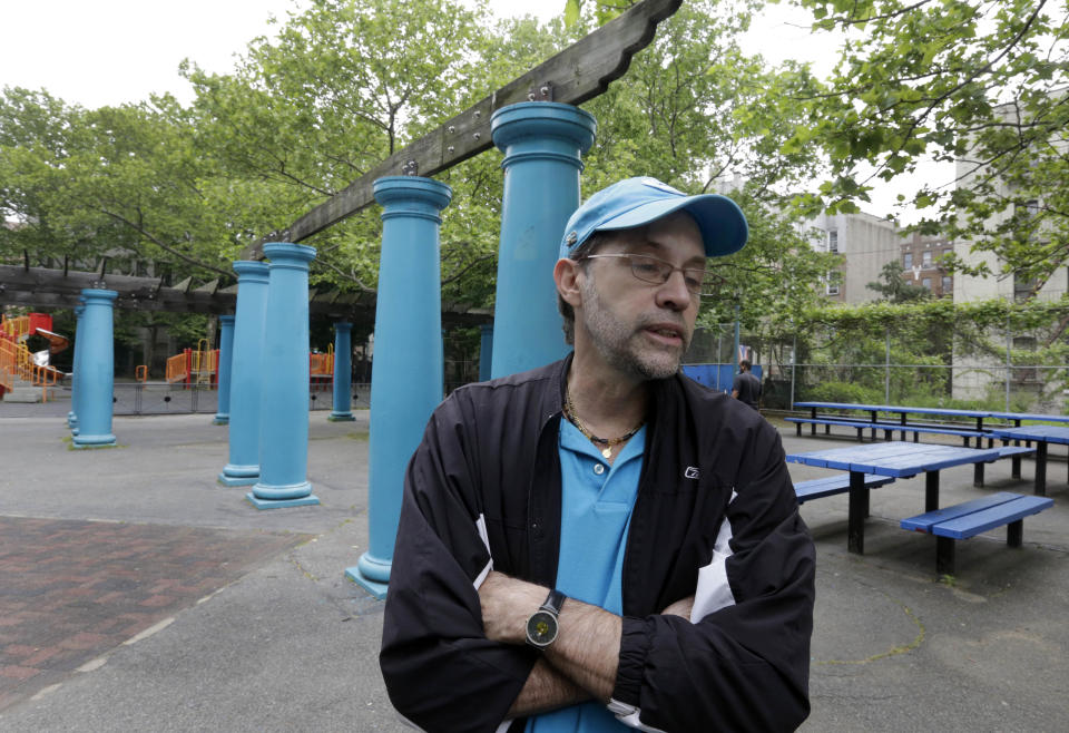 Al Quinones, who manages Playground 52, is interviewed at the venue, in The Bronx borough of New York, Wednesday, May 22, 2013. A company that offered tourist treks to the Bronx "ghetto" has shut down under scathing criticism from neighborhood leaders offended by the tours that took mostly European and Australian tourists past food-pantry lines and "pickpocket" park. But other New York companies continue to show visitors, many of them foreigners who know of the Bronx only from movies, the grittiest part of the city's poorest borough. (AP Photo/Richard Drew)