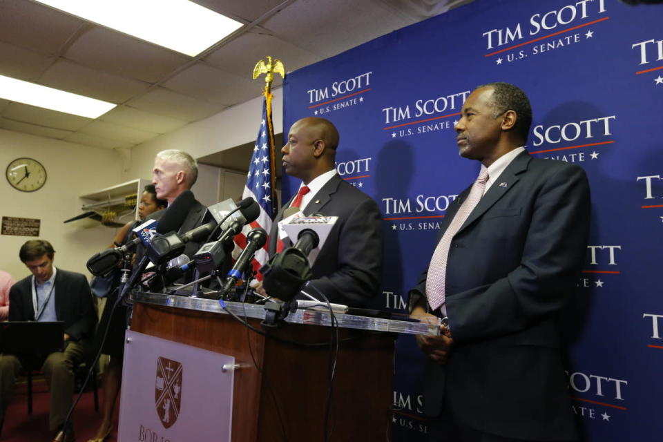 From left: South Carolina Rep. Trey Gowdy, Sen. Tim Scott and Carson