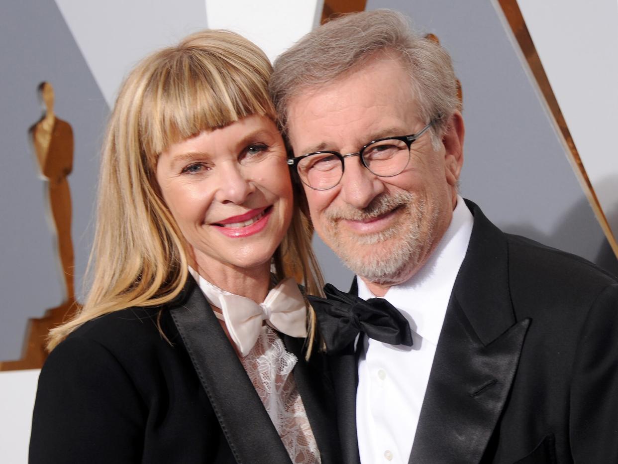 Steven Spielberg and actress Kate Capshaw arrive at the 88th Annual Academy Awards at Hollywood & Highland Center on February 28, 2016 in Hollywood, California