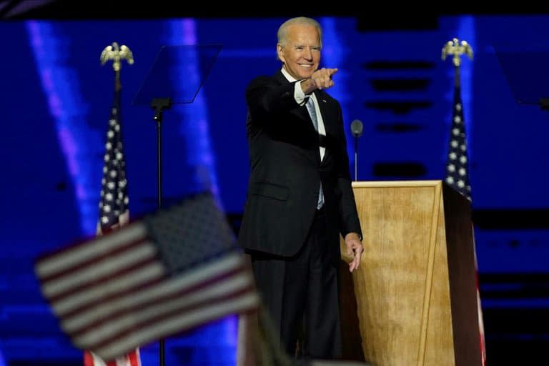 Le président élu Joe Biden s'adresse à ses supporteurs à Wilmington, le 7 novembre 2020, après avoir été déclaré vainqueur de l'élection présidentielle - Andrew Harnik © 2019 AFP