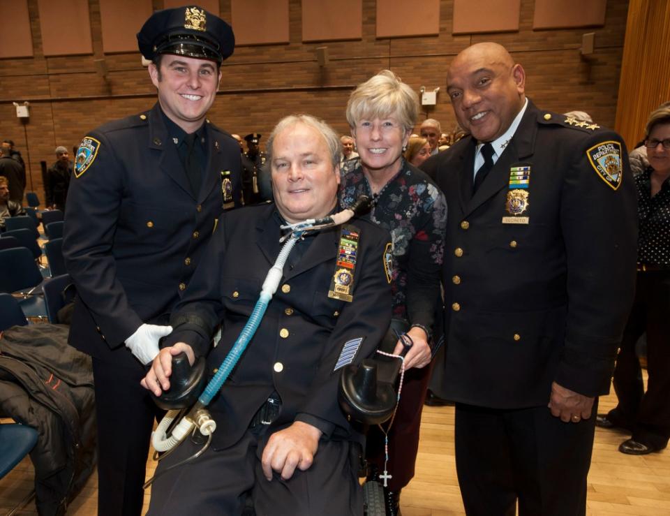 The McDonald family — Conor McDonald (left), Steven McDonald and Patti Ann McDonald — with former housing bureau chief James Secreto back in 2016. David McGlynn for NY Post