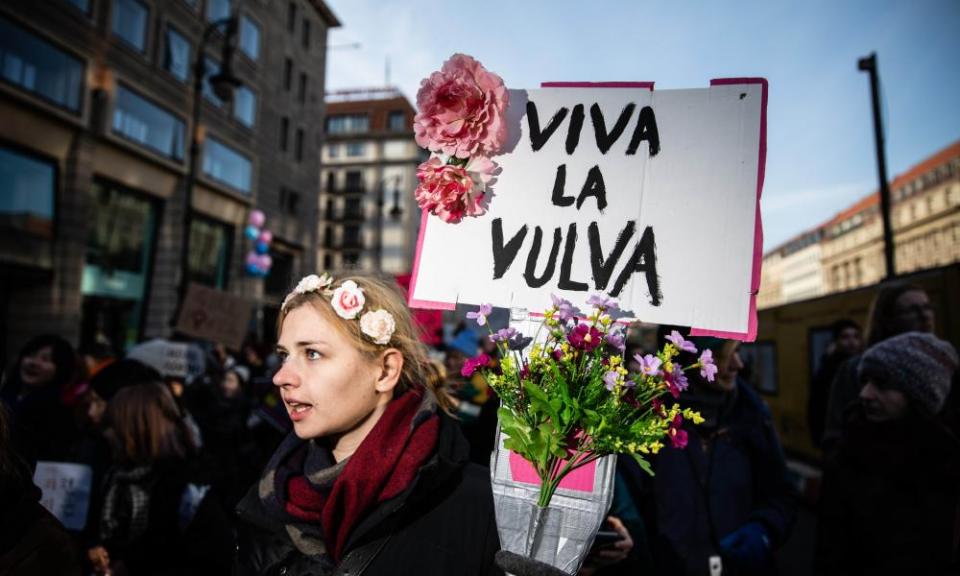 A protester on the Women’s March in Berlin, Germany