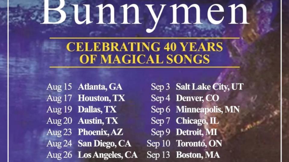 echo bunnymen 2022 north american tour dates celebrating 40 years of magical songs poster