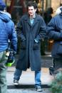 <p>Andrew Garfield bundles up while filming <em>Tick Tick Boom </em>in N.Y.C. on Monday.</p>