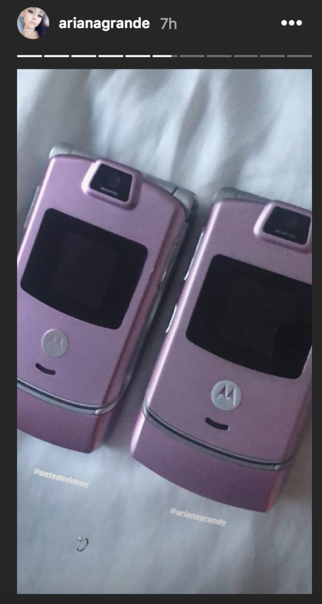 Ariana Grande and Pete Davidson Get Pink Razr Flip Phones