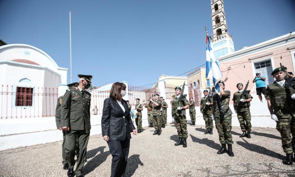 The Greek president, Katerina Sakellaropoulou, visits the island of Kastellorizo on 13 September