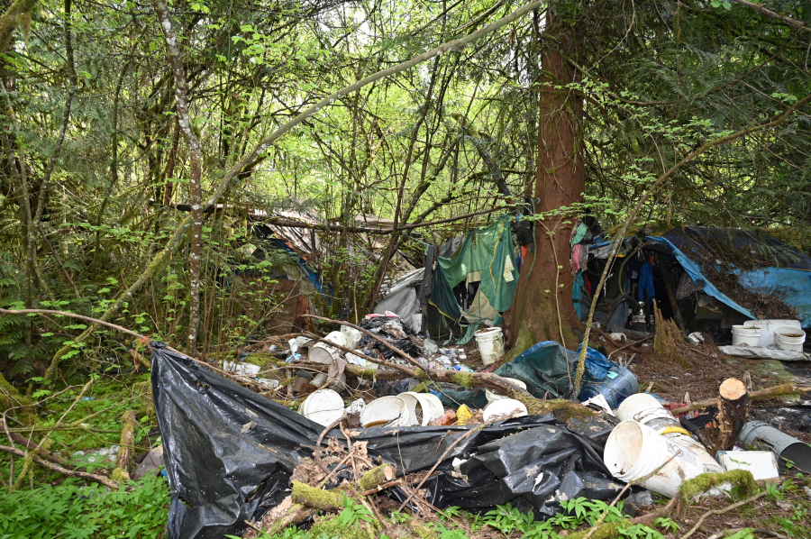 Human remains that were partially decomposed were discovered at a Clark County homeless camp, officials said. April 24, 2024 (courtesy Clark County Sheriff's Office).