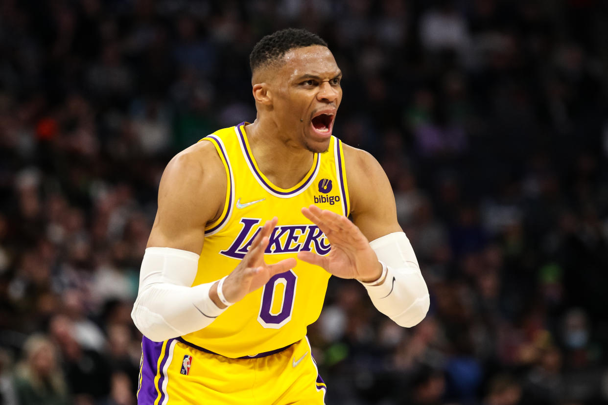 Russell Westbrook is amenable to leaving the Lakers. (Photo by David Berding/Getty Images)