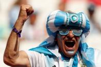 Soccer Football - World Cup - Round of 16 - France vs Argentina - Kazan Arena, Kazan, Russia - June 30, 2018 Argentina fan inside the stadium before the match REUTERS/John Sibley