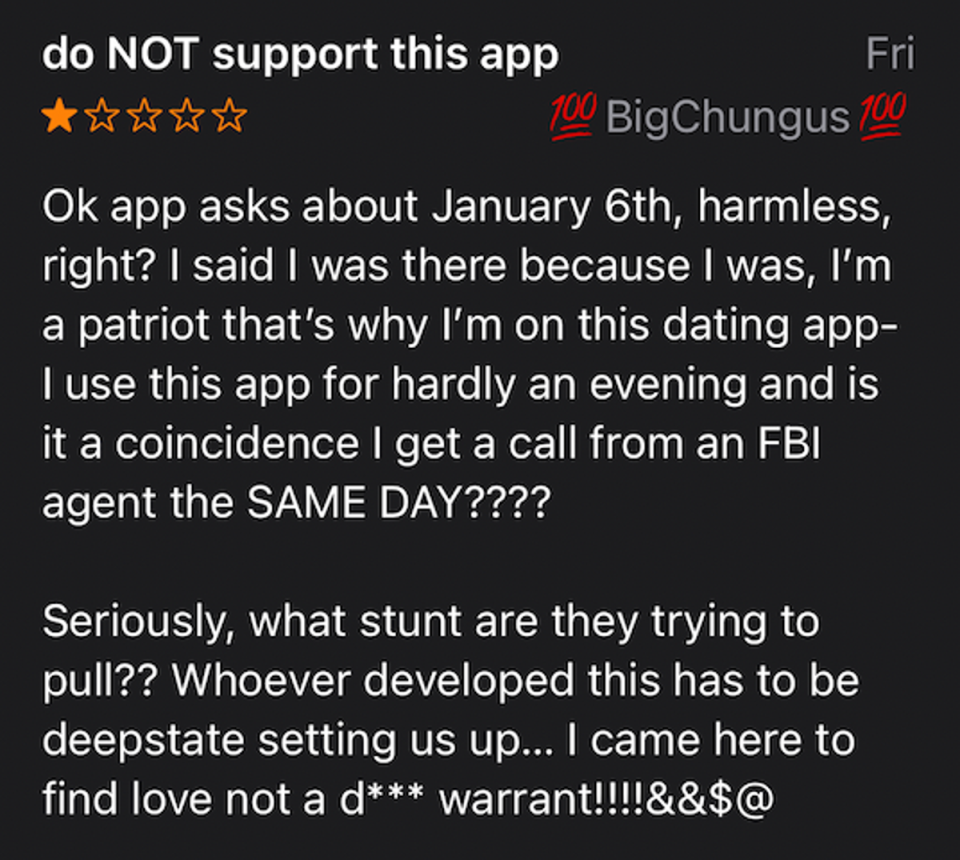 Dating app includes a question asking users about 6 January Capitol riots (Apple)