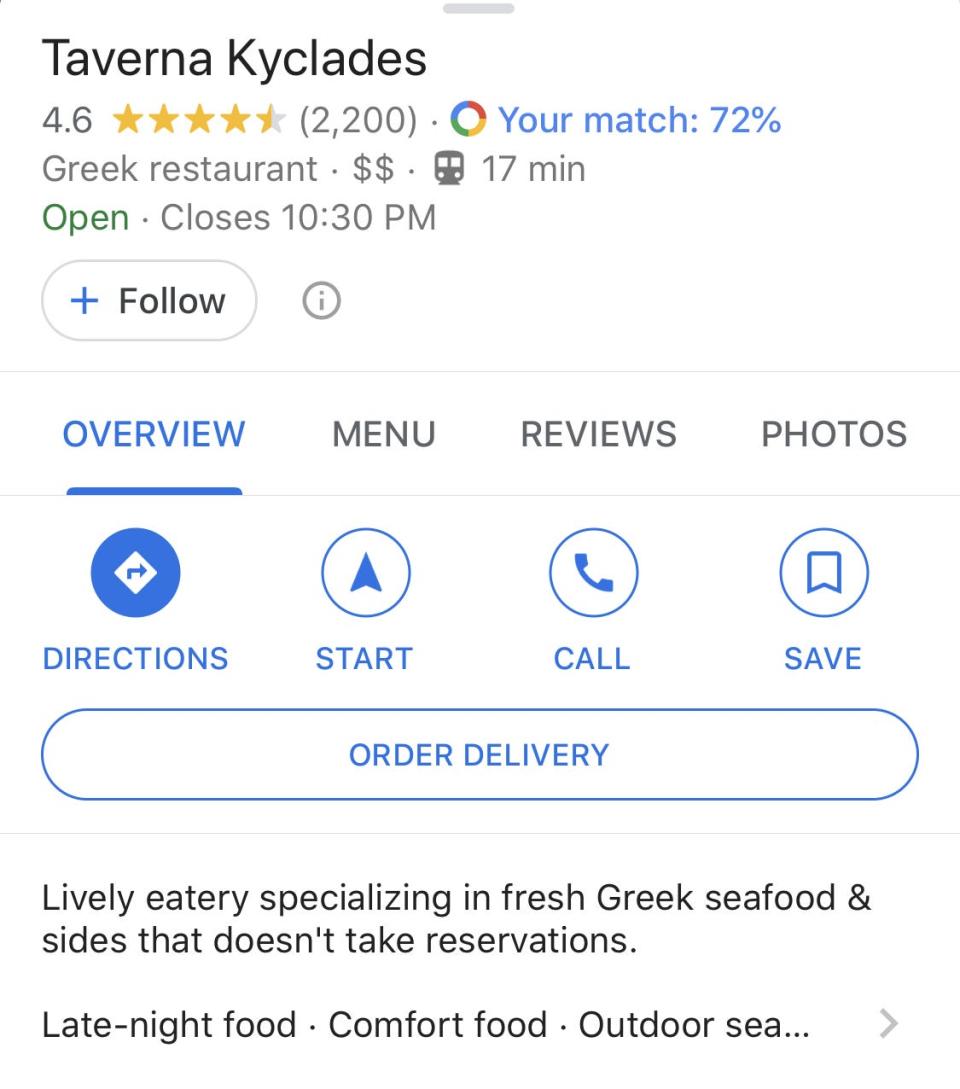 Google Maps Order Food