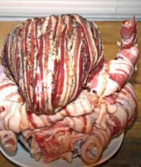 Bacon-wrapped turduken. Yup, it's a real thing. 