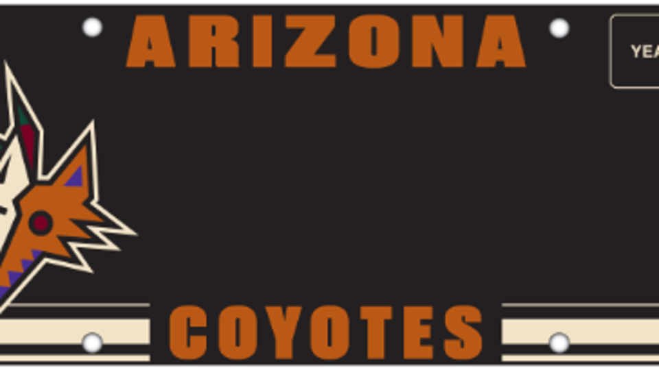 <div>Arizona Coyotes license plate. Screenshot taken from Arizona MVD</div>