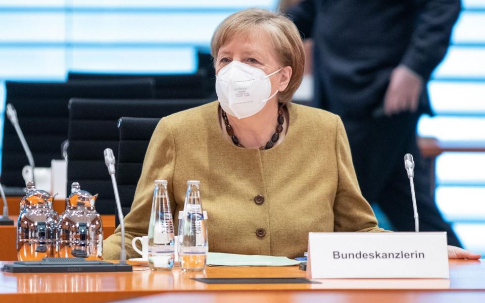 German Chancellor Angela Merkel presides a cabinet meeting in Berlin today - Andreas Gora/POOL/EPA-EFE/Shutterstock 