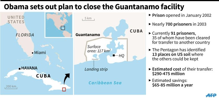 Map and factfile on the Guantanamo Bay prison