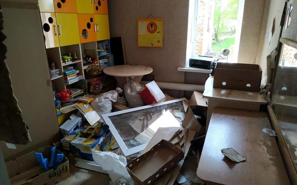 View of a school's interior that was destroyed by shelling, during Russia's invasion of Ukraine, in Novhorod-Siverskyi - REUTERS