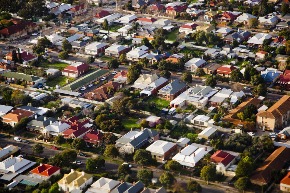 An aerial view of an Australian suburb.