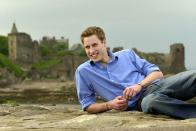 <p>To celebrate his 21st birthday, William posed for a picture at St Andrews in Scotland. At university, William met <a href="https://www.townandcountrymag.com/style/fashion-trends/news/g1633/kate-middleton-fashion/" rel="nofollow noopener" target="_blank" data-ylk="slk:Kate Middleton" class="link ">Kate Middleton</a>, and during their second year in school, the two became roommates. "We moved in together as friends because we were living together, we lived with a couple of others as well, and it just sort of blossomed from there really," William would later explain.</p>