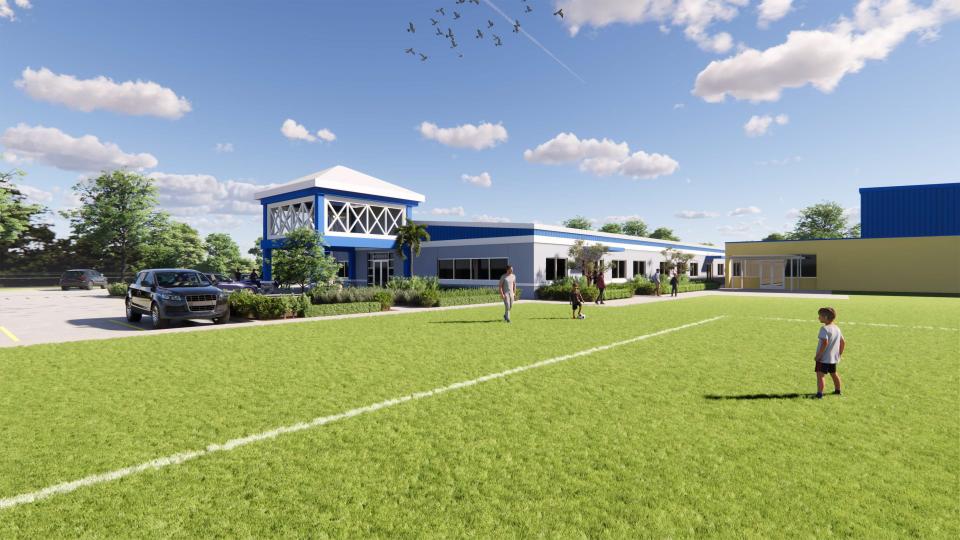 This rendering shows a proposed 14,000-square-foot building that would replace two structures damaged by Hurricane Ian at the Gene Matthews Boys & Girls Club in North Port. The Boys & Girls Clubs of Sarasota and DeSoto Counties have already raised $3.5 million of the $9 million needed to build the new facility.