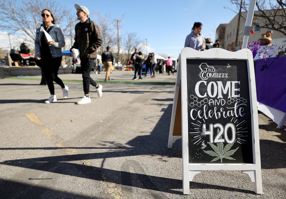 People attend the Utah Grown event and 420 celebration at Dragonfly Wellness in Salt Lake City on Thursday, April 20, 2023. | Kristin Murphy, Deseret News