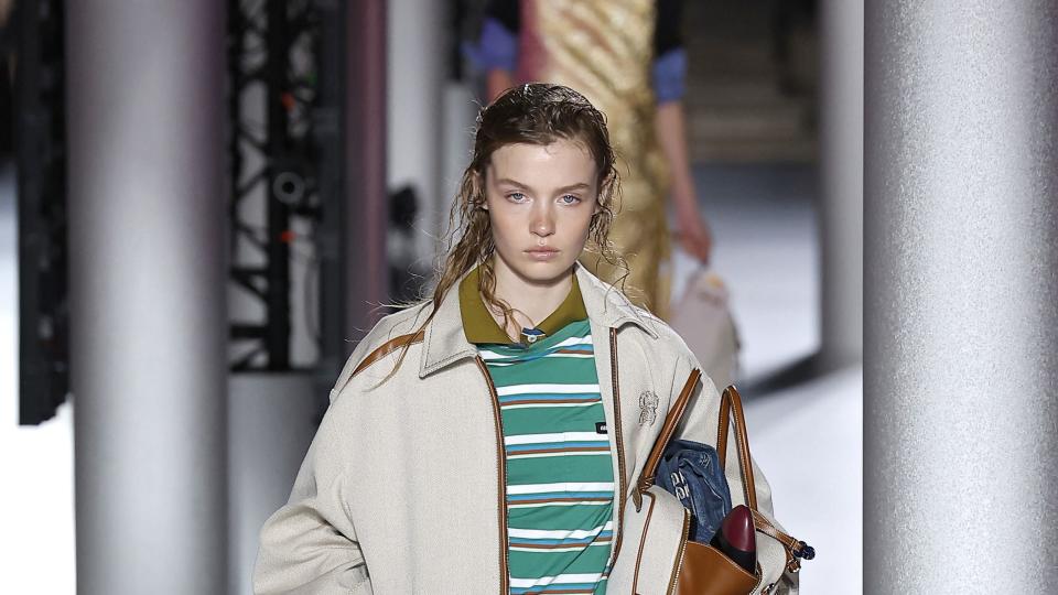 paris, france october 3 editorial use only for non editorial use please seek approval from fashion house a model walks the runway during the miu miu womenswear springsummer 2024 show as part of paris fashion week on october 3, 2023 in paris, france photo by estropgetty images