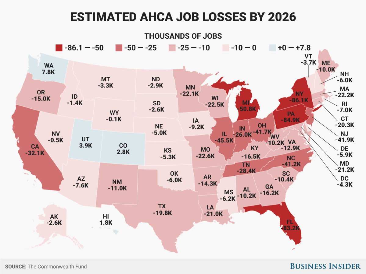 AHCA job loss estimates by state v2