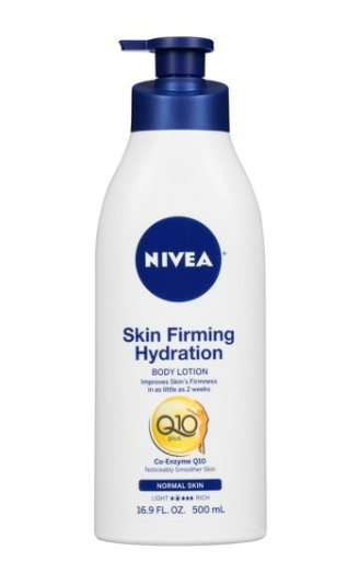 For Meghan, who’s no doubt upped her beauty game following the media glare surrounding her romance with Prince Harry, it’s all about Nivea Skin Firming Hydration Body Lotion. Photo: Supplied